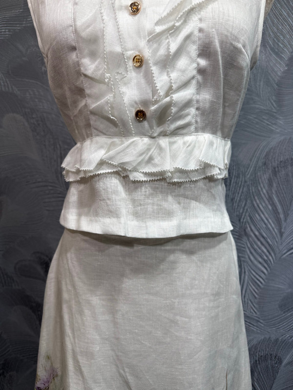 2026 summer new Zimmermann linen solid color top and skirt set