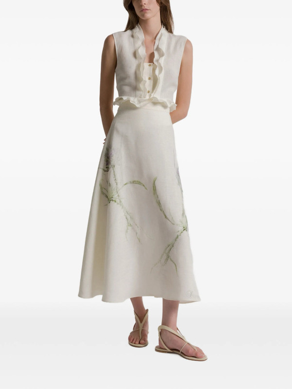 2026 Summer Zimmermann Linen Sleeveless Top with Lace Collar (SMLXL)