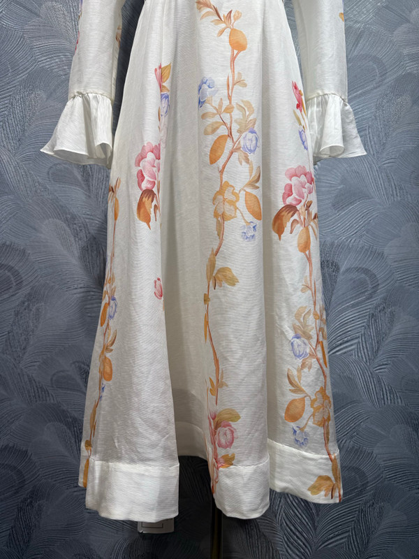 Zimmermann Stand Collar Floral Long Sleeve Dress - 2026 Summer New Collection