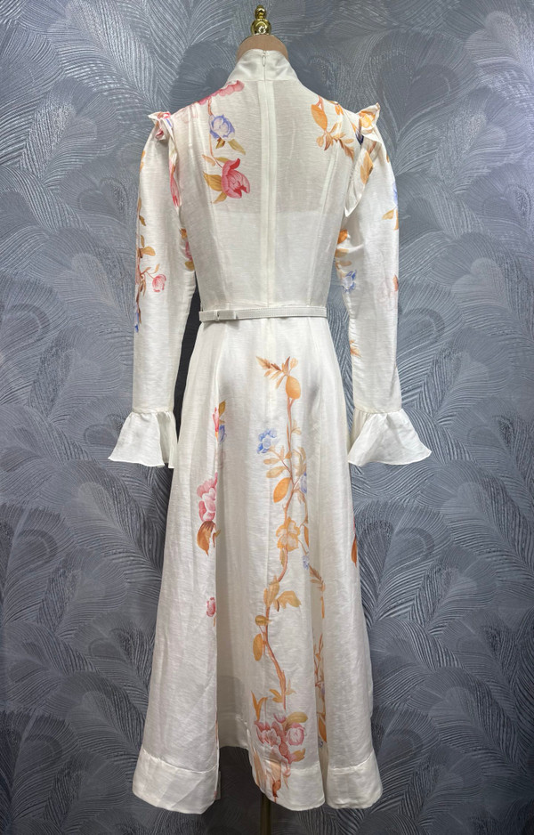 Zimmermann Stand Collar Floral Long Sleeve Dress - 2026 Summer New Collection