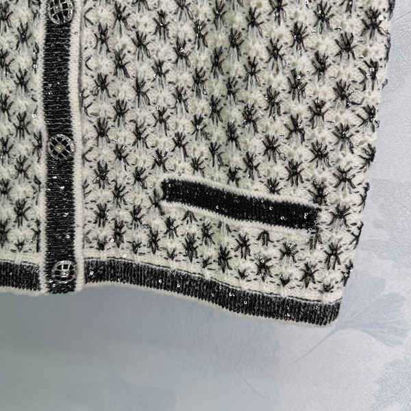 Chanel Spring/Summer Knit Vest - Black and White Geometric Jacquard, Wool Blend, SML