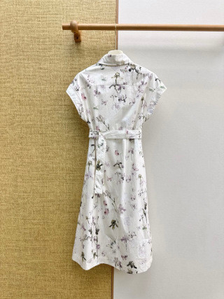 CD 26SS Early Spring Butterfly Iris Print Shirt Dress with Belt