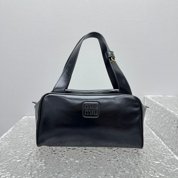 Miu Miu Arcadie Leather Bowling Bag - Black