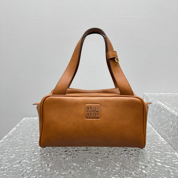 Miu Miu Arcadie Leather Bowling Bag - Brown