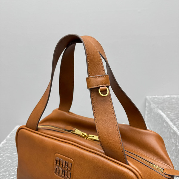 Miu Miu Arcadie Leather Bowling Bag - Brown