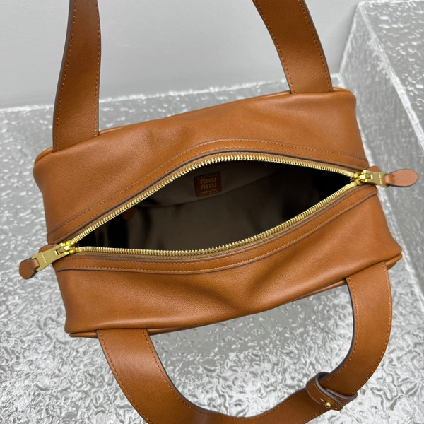 Miu Miu Arcadie Leather Bowling Bag - Brown