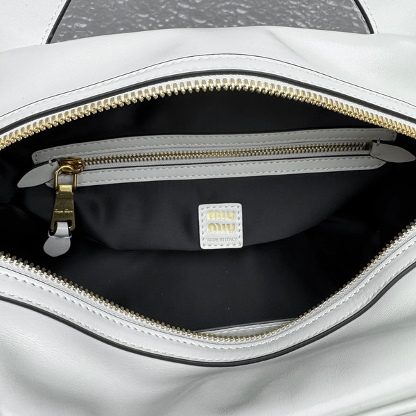 Miu Miu Arcadie Leather Bowling Bag - White