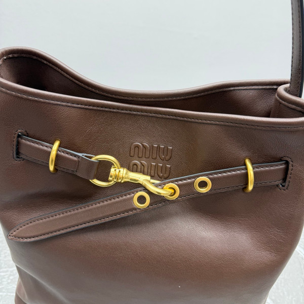 Miu Miu Aventure Nappa Leather Bucket Bag - Heather