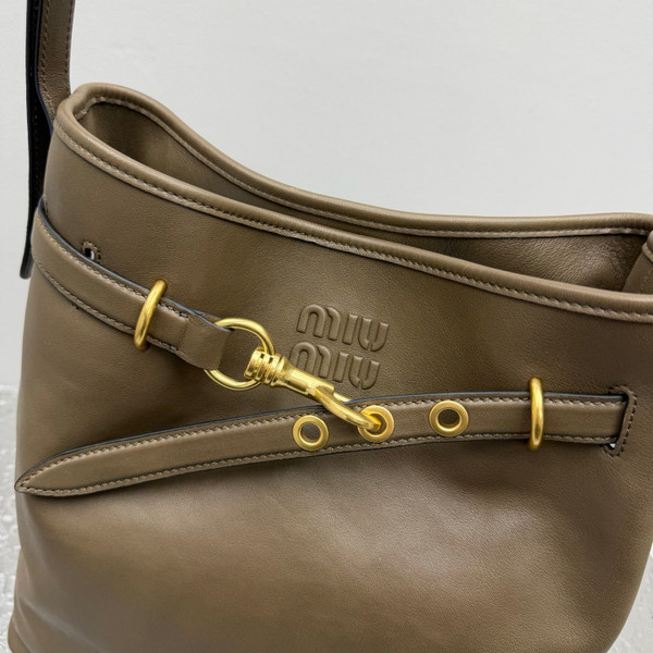 Miu Miu Aventure Nappa Leather Bucket Bag - Olive Green