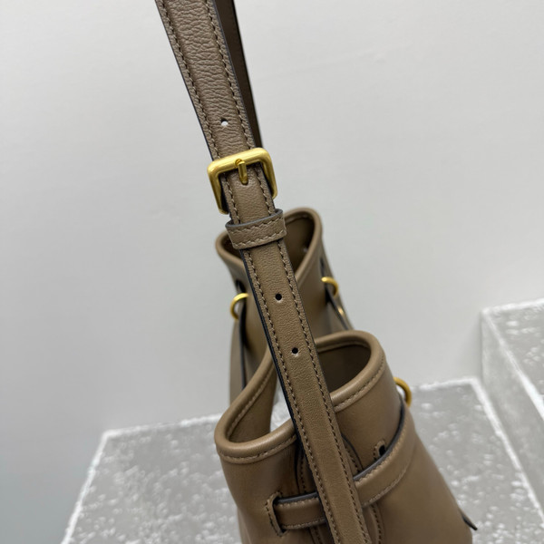 Miu Miu Aventure Nappa Leather Bucket Bag - Olive Green