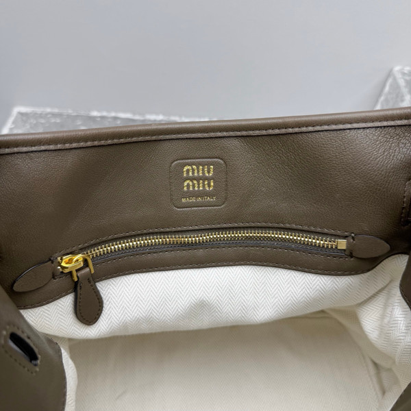 Miu Miu Aventure Nappa Leather Bucket Bag - Olive Green