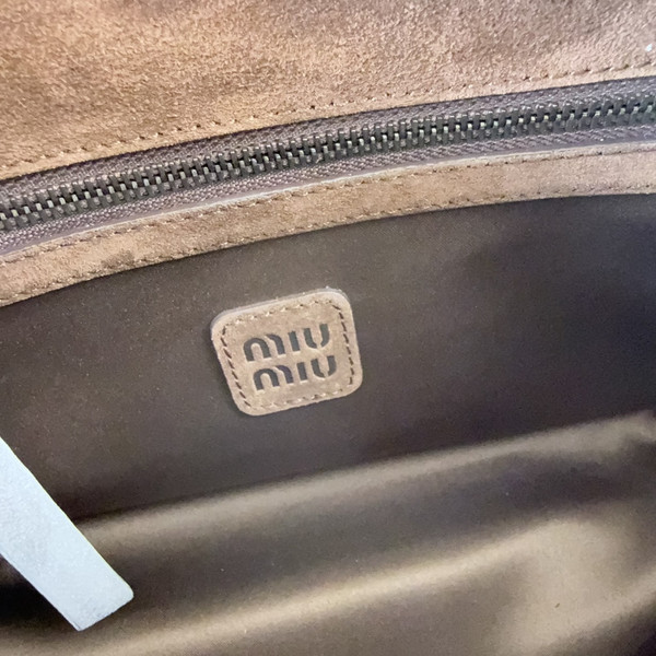Miu Miu SS26 Suede Messenger Bag - Yellow Brown (I)
