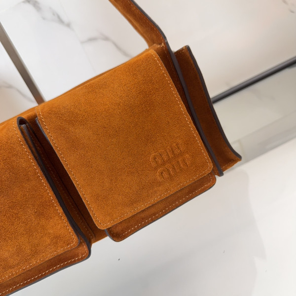 Miu Miu SS26 Suede Messenger Bag - Yellow Brown (II)