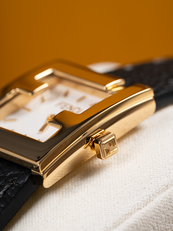 Fendi F is Fendi 28mm Ladies Quartz Watch Set- Two White Dial Gold Case Leather Strap