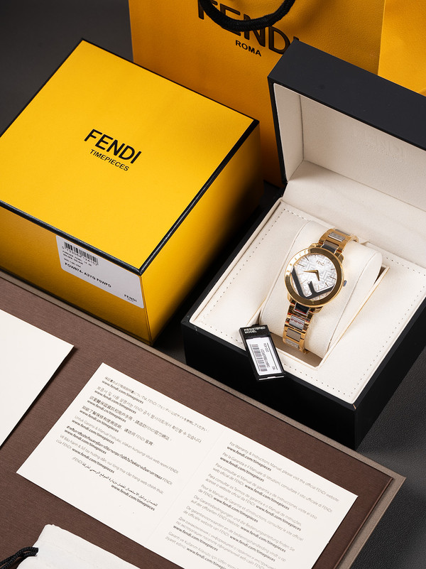 Fendi F is Fendi 28mm Ladies Quartz Watch - White Dial Gold Case Leather Strap