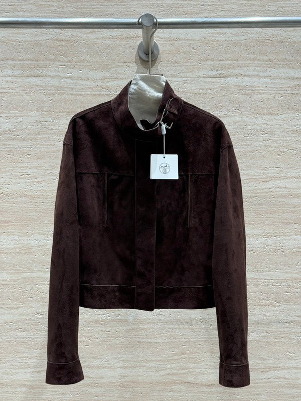 Hermès Spring 2026 Suede Reverse Lambswool Jacket