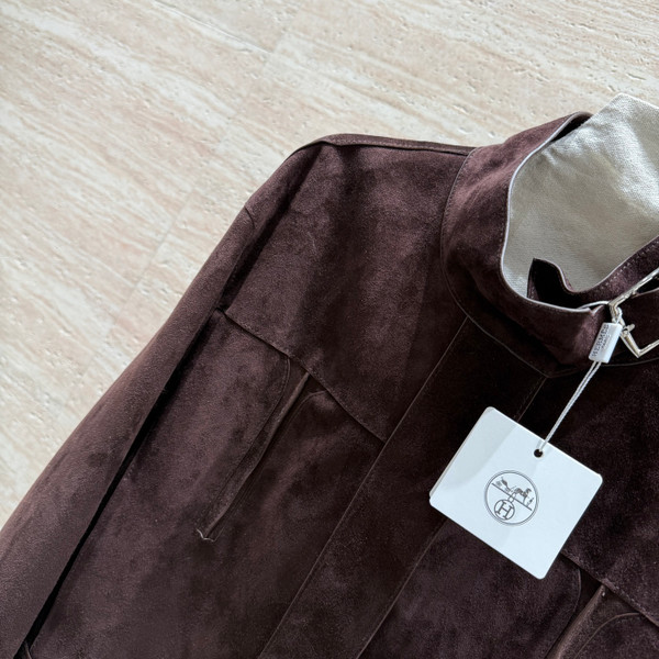 Hermès Spring 2026 Suede Reverse Lambswool Jacket