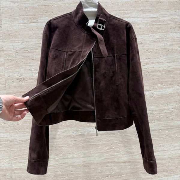 Hermès Spring 2026 Suede Reverse Lambswool Jacket