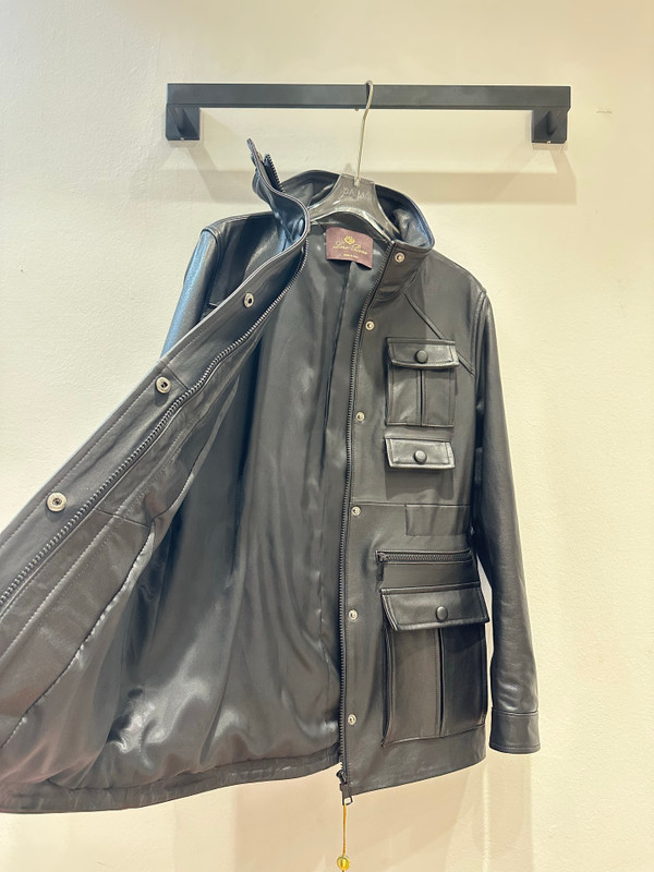 Loro Piana Spring 2026 Multi-Pocket Leather Field Jacket - Black