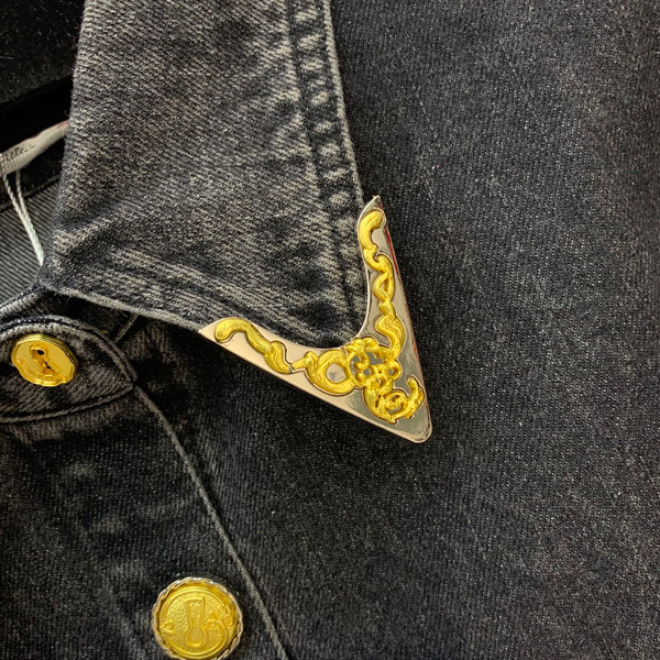 Schiaparelli Metal-Button Denim Shirt Dress – Grey