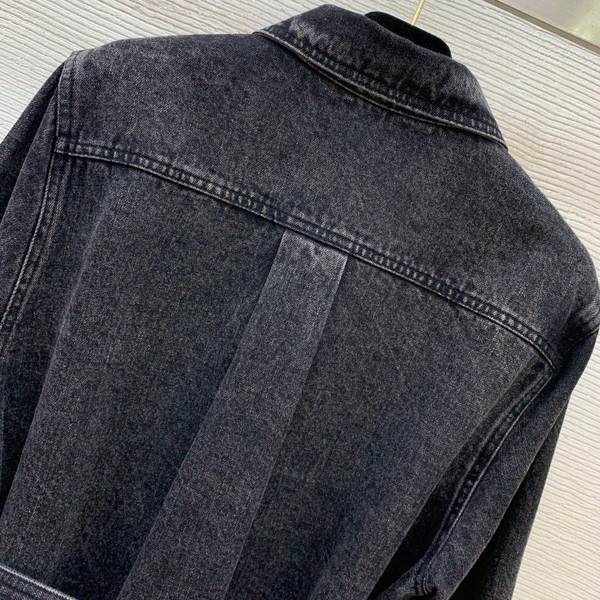 Schiaparelli Metal-Button Denim Shirt Dress – Grey