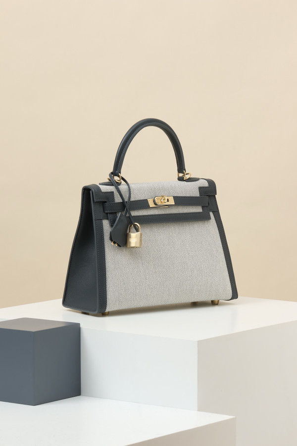Hermès Kelly 25 – Slate Grey 85 Swift/Canvas GHW