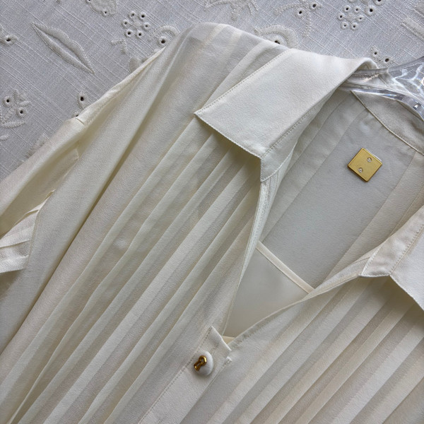 Schiaparelli Pleated Shirt Dress Two-Piece Set – Ivory
