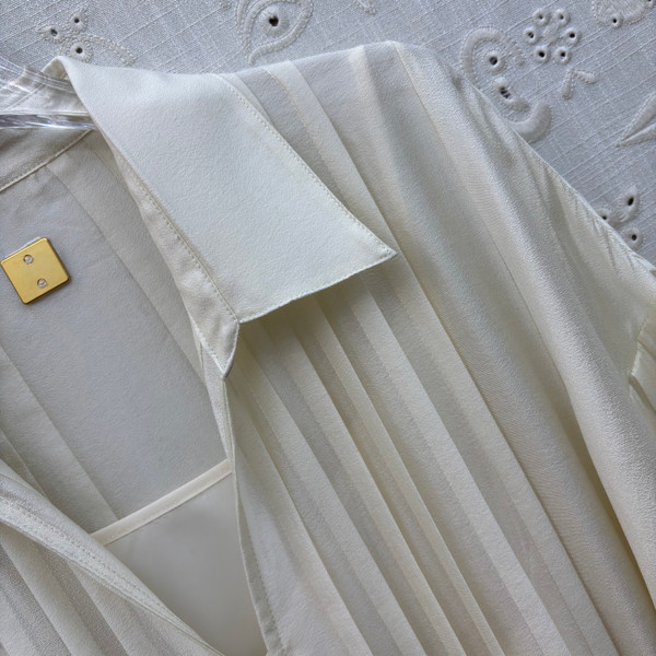 Schiaparelli Pleated Shirt Dress Two-Piece Set – Ivory
