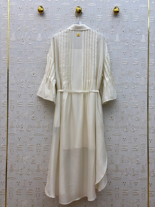 Schiaparelli Pleated Shirt Dress Two-Piece Set – Ivory
