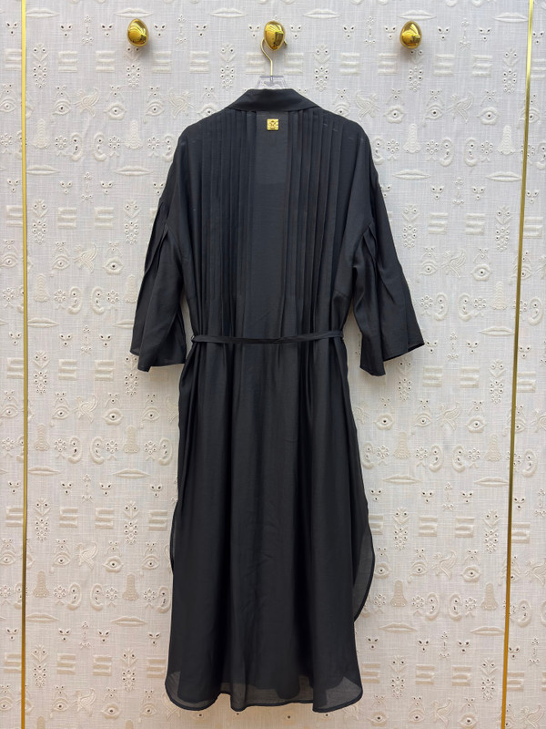 Schiaparelli Pleated Shirt Dress Two-Piece Set – Black