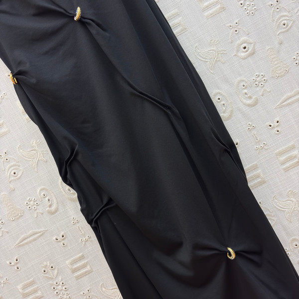 Schiaparelli Asymmetric Knotted Short-Sleeve Midi Dress – Black