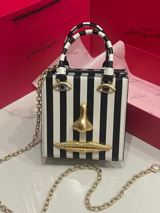 Schiaparelli Face Bag Black & White Stripe