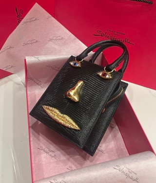 Schiaparelli Face Bag Small Black Lizard