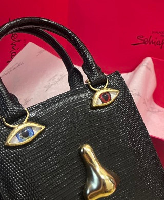 Schiaparelli Face Bag Small Black Lizard