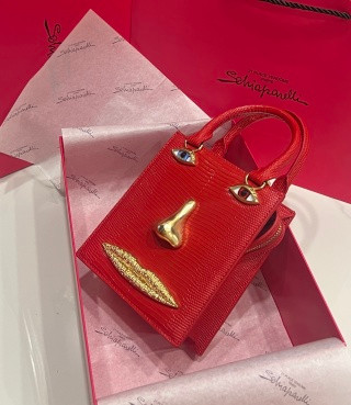 Schiaparelli Face Bag Small Black Lizard