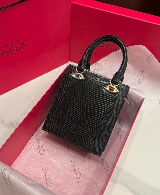 Schiaparelli Face Bag Small Black Lizard