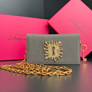 Schiaparelli Serrure Clutch Black Velvet