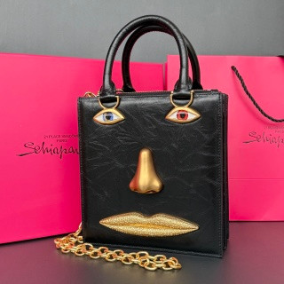 Schiaparelli Face Tote Large Silver Croc