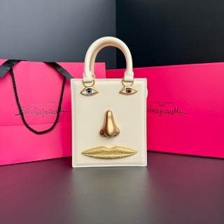 Schiaparelli Face Tote Small Black Cream