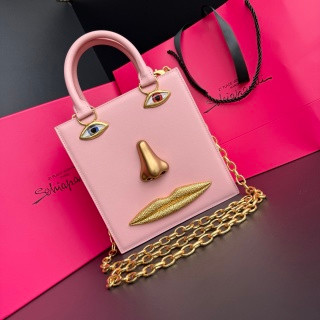 Schiaparelli Face Tote Large Black Croc