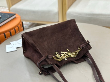 Chloé Charms Suede Hobo Deep Burgundy