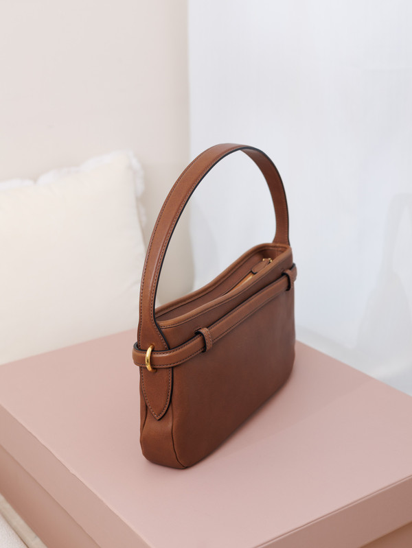 Miu Miu Nappa Leather Tote Bag - Cognac