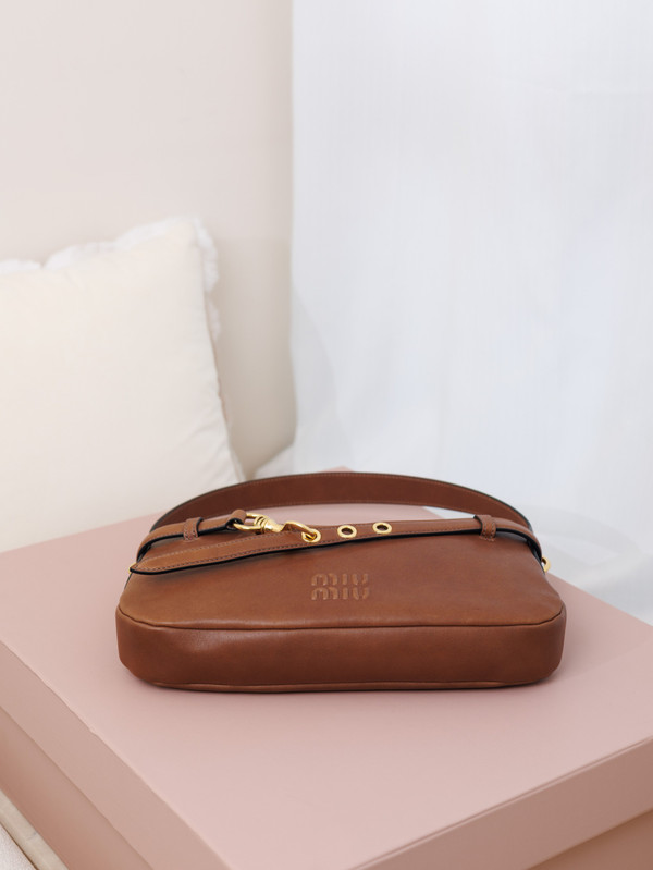 Miu Miu Nappa Leather Tote Bag - Cognac