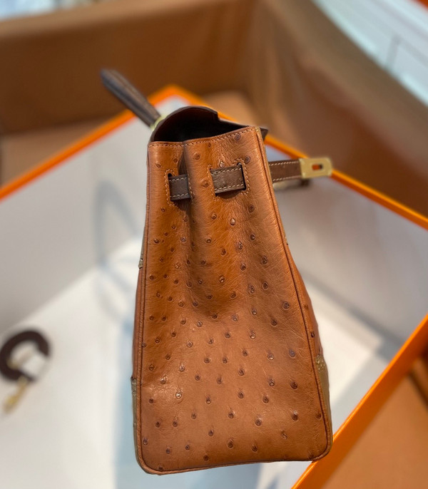 Hermès Kelly 32 Ghillies Sellier in Tri-Color Ostrich