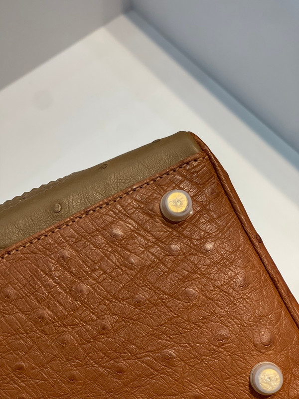 Hermès Kelly 32 Ghillies Sellier in Tri-Color Ostrich