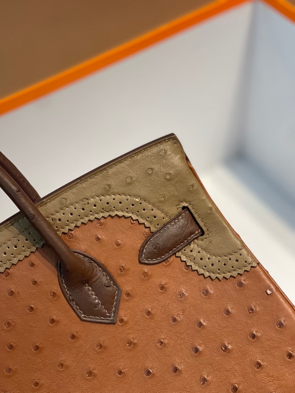 Hermès Birkin 30 Ghillies Tri-Color Ostrich Gold Hardware