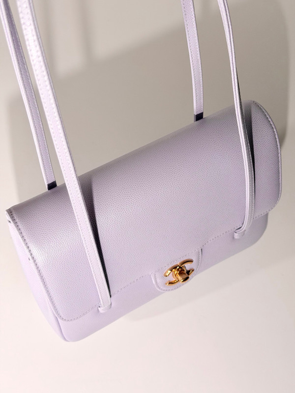 Chanel SS26 Preppy Coco Small Flap Bag - Grained Shiny Calfskin & Gold-Tone Metal - Lavender