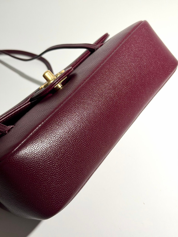 Chanel SS26 Preppy Coco Small Flap Bag - Grained Shiny Calfskin & Gold-Tone Metal - Bordeaux