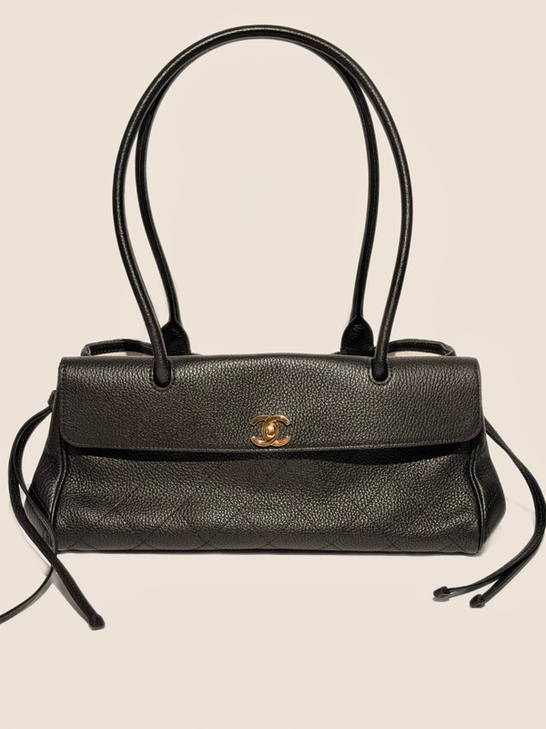 Chanel Small Shopping Bag Grained Calfskin & Gold-Tone Metal Black