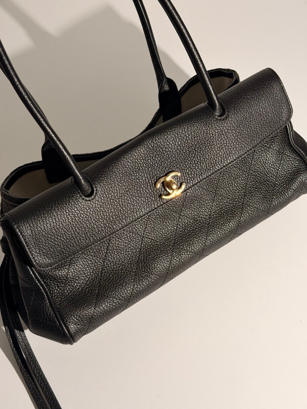 Chanel Small Shopping Bag Grained Calfskin & Gold-Tone Metal Black